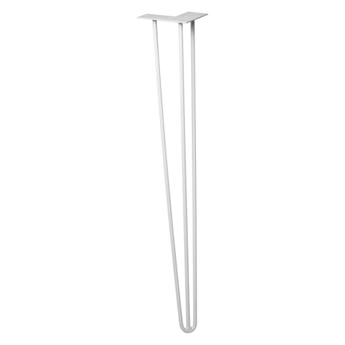 WAGNER Möbelbein/Tischbein/Möbelfuß - Hairpin Leg - Retro Style - Stahl pulverbeschichtet hellgrau, 12 x 12 x 71 cm, Bein konisch/schräg verlaufend, integrierte Anschraubplatte - 12827601 von WAGNER