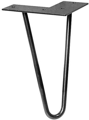 Wagner Möbelbein/Tischbein/Möbelfuß - Hairpin Leg - Retro Style - Stahl pulverbeschichtet schwarz, 12 x 12 x 20 cm, Bein konisch/schräg verlaufend, integrierte Anschraubplatte - 12822001 von WAGNER design yourself