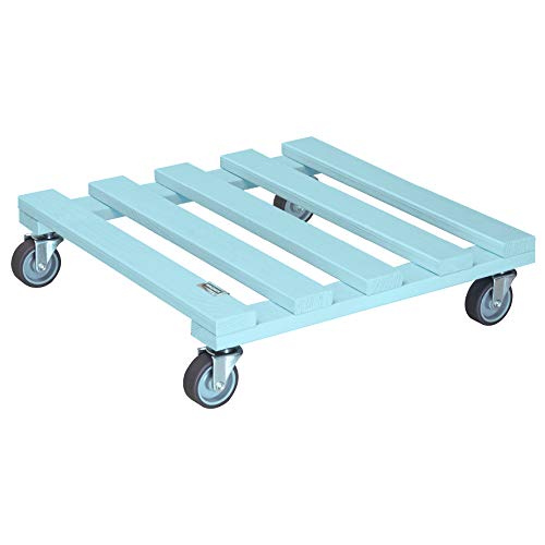 WAGNER Pflanzenroller Aqua Splash 38 x 38 x 9,5 cm I Kübelroller für Außenbereich + Innenbereich I FSC®-Massivholz, Aqua Splash/türkis, softe Rollen I Tragkraft 120 kg I Made in EU - 20041301 von WAGNER