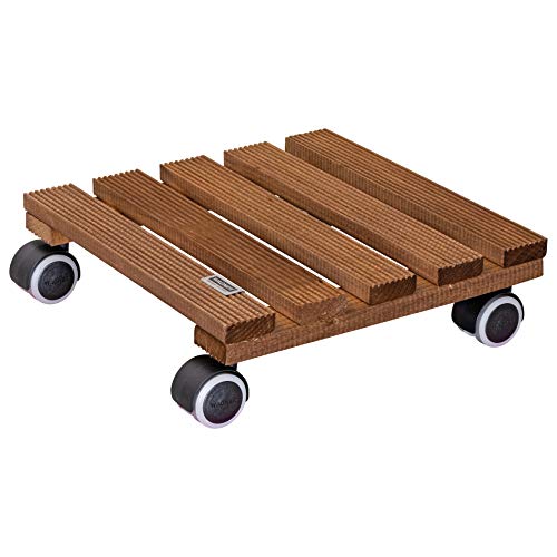 WAGNER Pflanzenroller Country 28 x 28 x 8 cm I Blumenroller für den Innenbereich I Rutschsicheres Rollbrett I Kübelroller aus FSC® Massivholz, palisander I Tragkraft 100 kg I Made in EU - 20020301 von WAGNER