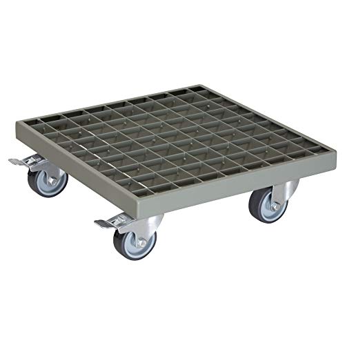 Wagner Pflanzenroller Industrial Style 29 x 29 x 9,5 cm I Blumenroller für Innenbereich + Außenbereich I Kübelroller aus beschichtetem Stahl Gitterrost, grau I Tragkraft 200 kg - 20701601 von WAGNER