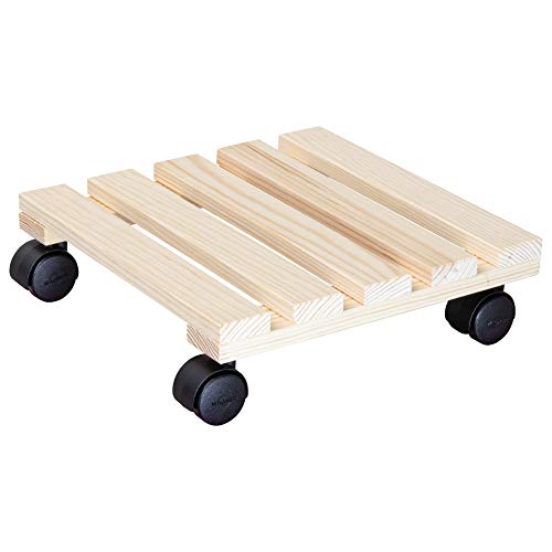 WAGNER Pflanzenroller PALETTI 29 x 29 x 8 cm I Pflanzenroller für Innenbereich, Kiefer natur I Blumenroller aus FSC®-zertifiziertem Massivholz I Kübelroller aus Holz I Tragkraft 100 kg - 20003701 von WAGNER design yourself