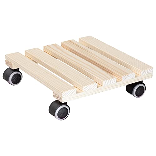 Wagner Pflanzenroller PALETTI 29 x 29 x 8 cm I Pflanzenroller für Innenbereich I Blumenroller aus FSC®-zertifiziertem Massivholz, Natur I Kübelroller aus Holz I Tragkraft 100 kg - 20043701 von WAGNER design yourself