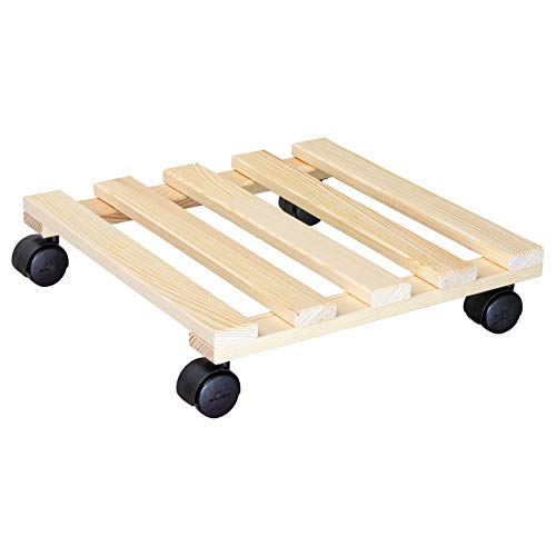 WAGNER Pflanzenroller PALETTI 35 x 35 x 8 cm I Pflanzenroller für Innenbereich, Kiefer natur I Blumenroller aus FSC®-zertifiziertem Massivholz I Kübelroller aus Holz I Tragkraft 100 kg - 20003401 von WAGNER design yourself