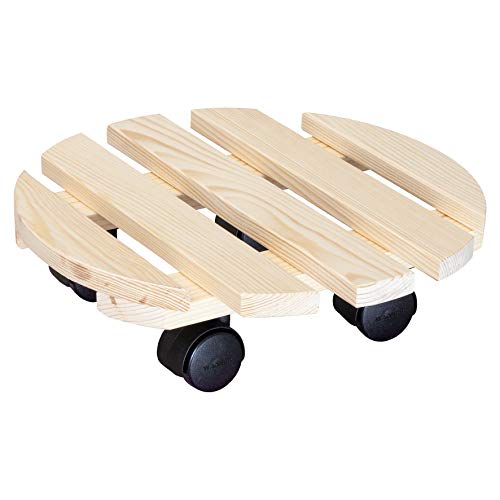 WAGNER Pflanzenroller PALETTI Ø 30 x 8 cm I Pflanzenroller für Innenbereich I Blumenroller aus FSC®-zertifiziertem Massivholz, Natur I Kübelroller aus Holz I Tragkraft 100 kg - 20001801 von WAGNER