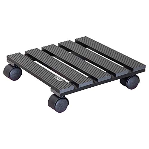 WAGNER Pflanzenroller WPC 29 x 29 x 8 cm I Blumenroller für Außenbereich + Innenbereich I Kübelroller aus FSC® Wood Plastic Composite, anthrazit I Tragkraft 60 kg - 20050001 von WAGNER