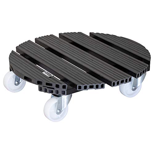 Wagner Pflanzenroller WPC Ø 38,5 x 11 cm I Blumenroller für Außenbereich + Innenbereich I Kübelroller aus FSC® Wood Plastic Composite, anthrazit I 2 Feststeller I Tragkraft 150 kg - 20054501 von WAGNER