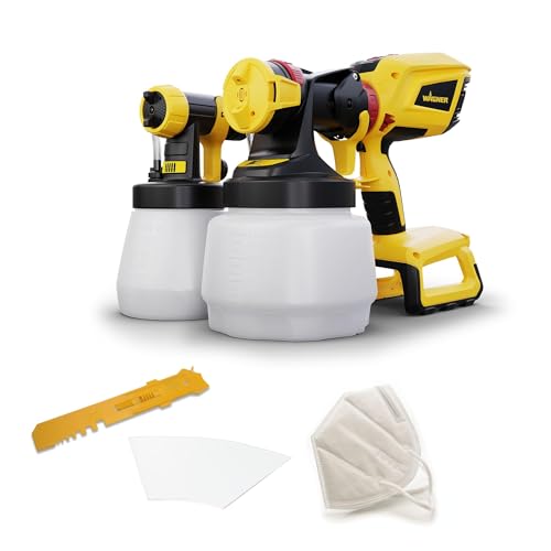 WAGNER Akku-Farbsprühsystem W 600 FLEXiO 18V (Akku und Ladegerät sind Nicht im Lieferumfang enthalten) für Wand- und Latexfarben, Lacke & Lasuren, Behälter 1300 ml + 800 ml von Wagner