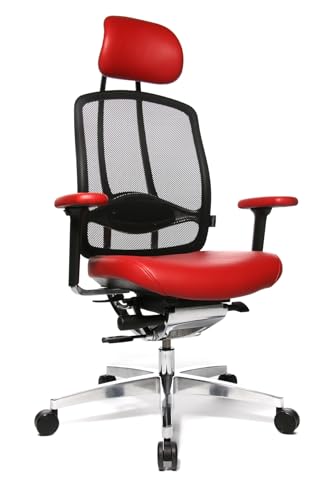Wagner Alu Medic 10 Limited ergonomischer Profi Bürostuhl Drehstuhl Schreibtischstuhl mit bewegter Sitzfläche durch Dondola Gelenk echt Leder rot von Wagner