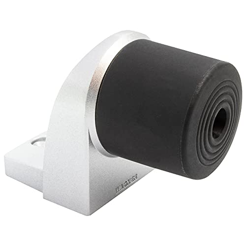 WAGNER Bodentürstopper BACK DOOR - 95 x 50 x 70 mm, Zinkdruckguss in Aluminium-Optik, Puffer thermoplastischer Kautschuk, schwarz, zum Schrauben inkl. Montagematerial - 15500111 von WAGNER