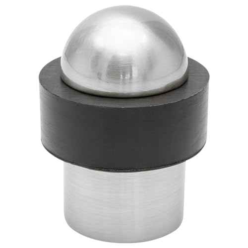 WAGNER Bodentürstopper DOM - Durchmesser Ø 35 x 50 mm, satinierter Zinkdruckguss in Edelstahl-Optik, Puffer aus thermoplastischen Kautschuk, zum Schrauben inklusive Befestigungsmaterial - 15504411 von WAGNER