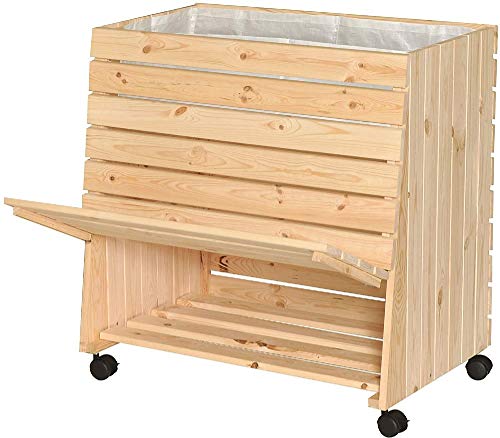 WAGNER GreenFAMILY - Mobiles Hochbeet - GreenBOX - Gr. XL - Nadelholz natur FSC, 79 x 80 x 53/43 cm, 4 Rollen, 2 Feststeller, Stauraum-Klappe, inkl. Pflanztasche - 25014101 von WAGNER