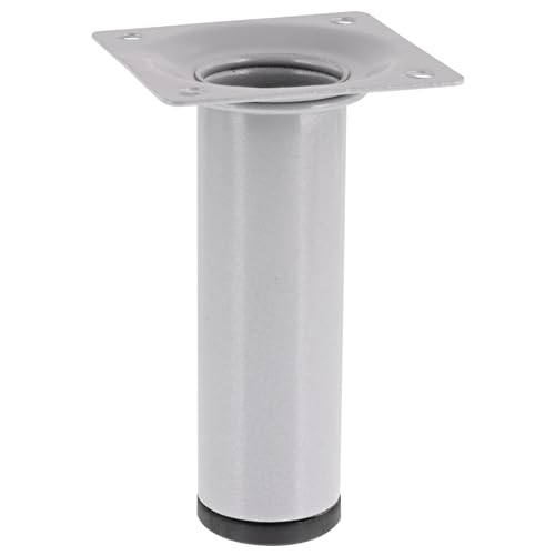 WAGNER Möbelbein/Tischbein/Möbelfuß Classic Retro - Ø 30 x 100 mm, integrierte Anschraubplatte 60 x 60 mm, Innengewinde Ø 10 mm, Stahl pulverbeschichtet Aluminium-Silber - 12121001 von WAGNER
