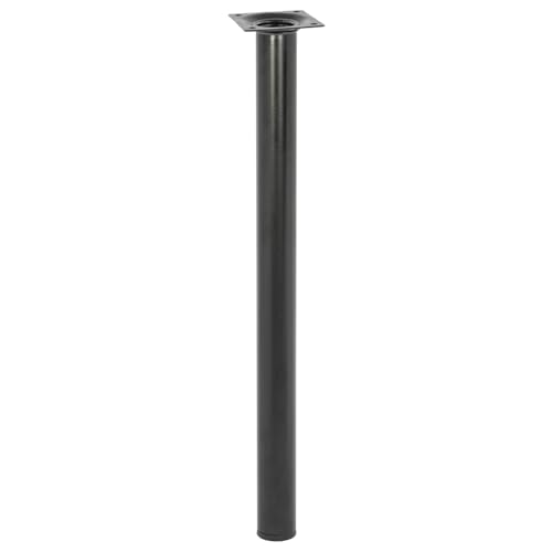 WAGNER Möbelbein/Tischbein/Möbelfuß Classic Retro - Ø 30 x 400 mm, integrierte Anschraubplatte 60 x 60 mm, Innengewinde Ø 10 mm, Stahl pulverbeschichtet schwarz - 12104001 von WAGNER