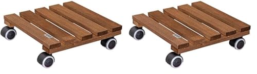 WAGNER Pflanzenroller Country 28 x 28 x 8 cm I Blumenroller für den Innenbereich I Rutschsicheres Rollbrett I Kübelroller aus FSC® Massivholz, palisander I Tragkraft 100 kg I Made in EU - 20020301 von WAGNER