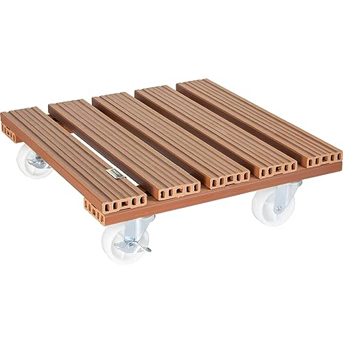 Wagner Pflanzenroller WPC 38,5 x 38,5 x 11 cm I Blumenroller für Außenbereich + Innenbereich I Kübelroller aus FSC® Wood Plastic Composite, Terracotta I 2 Feststeller I Tragkraft 120 kg - 20055001 von WAGNER