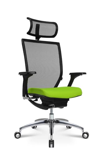 WAGNER Titan 10 ergonomischer Profi Bürostuhl mit Armlehnen und Dondola Sitzgelenk 5 Jahre Garantie Netzrücken schwarz Sitz grün von WAGNER
