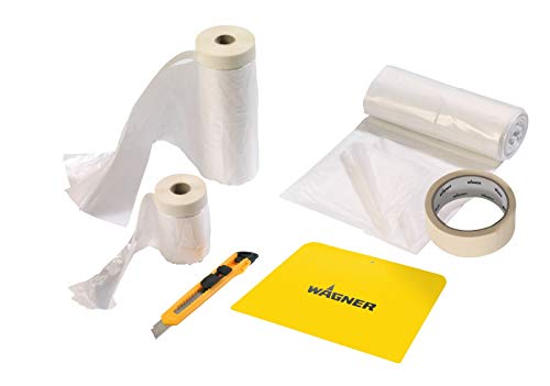 WAGNER Universal Extra Abdeckset Premium inkl. Abdeckfolie 4 x 6 m, Abdeckfolie mit Klebeband 20 m x 2,7 m, Abdeckfolie mit Klebeband 20 m x 0,55 m, Malerklebeband 20 m x 36 mm, Sprühschutz, Cutter von Wagner