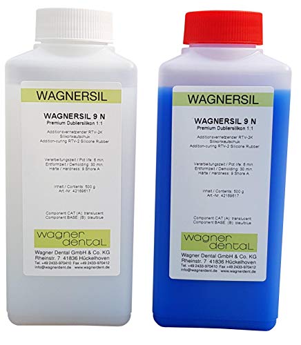 WAGNERSIL 9 N (1 kg) | Premium Dubliersilikon | Mischverhältnis 1:1 | Abformsilikon | Silikon-Kautschuk | zur Herstellung von Silikonformen mit Epoxidharz, Gips, Wachs uvm. | DIY von WAGNERSIL