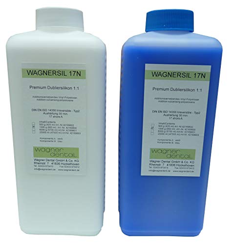 Wagnersil Premium Silikon Kautschuk 17 N blau Shore 17 weich EFZ 30 min 1:1 Dubliersilikon - Größe: 2kg (2x1kg) von WAGNERSIL