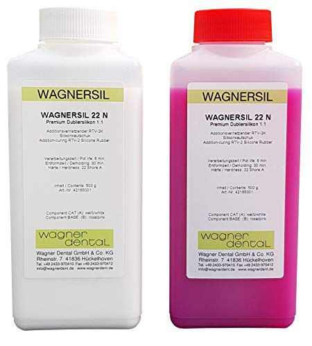Wagnersil Premium Silikon Kautschuk 22 N rosa Shore 22 weich EFZ 30 min Dubliersilikon 1:1 - Größe: 1kg (2x500g) von WAGNERSIL