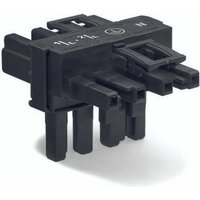 WAGO Netz-T-Verteiler Netz-Stecker - Netz-Buchse, Netz-Buchse Gesamtpolzahl: 4 Schwarz 50St. von WAGO