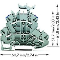 WAGO 2002-2233 Doppelstock-Durchgangsklemme 5.20mm Zugfeder Belegung: L, N Grau 50St. von WAGO