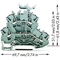 WAGO 2002-2238 Doppelstock-Durchgangsklemme 5.20mm Zugfeder Belegung: L Grau 50St. von WAGO
