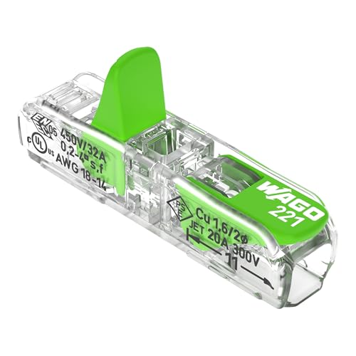 WAGO Green Range 2-Leiter Durchgangs-Verbinder mit Hebel 221-2431 | Nennquerschnitt: 4 mm², mit Hebel, geeignet für alle Leiterarten, 60 Stück von WAGO
