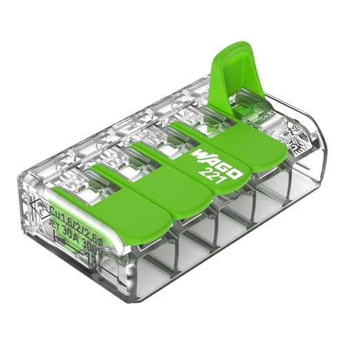 WAGO Green Range Klemme 5-Leiter I bis 6mm² I Verbindungsklemme 5 Leiter mit Hebeln für alle Leiterarten steckbar I 221-625 I 6 Stück WAGO Green Range Klemme 5-Leiter I bis 6mm² I Verbindungsklemme 5 Leiter mit Hebeln für alle Leiterarten steckbar I 221-625 I 6 Stück von WAGO