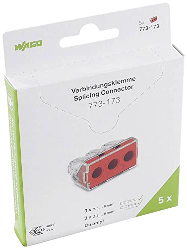 WAGO Verbindungsdosenklemme 773-173/995-005 | 3 Leiter, bis 6 mm², 5 Stück, COMPACT Verbindungsklemme für ein- und mehrdrähtige Leiter, bestätigte Anwendungssicherheit, kleinstmögliche Bauform WAGO Verbindungsdosenklemme 773-173/995-005 | 3 Leiter, bis 6 mm², 5 Stück, COMPACT Verbindungsklemme für ein- und mehrdrähtige Leiter, bestätigte Anwendungssicherheit, kleinstmögliche Bauform von WAGO
