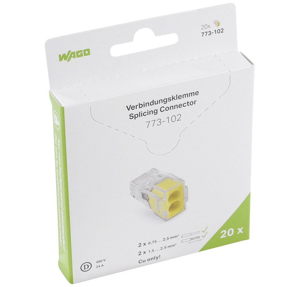 WAGO Verbindungsklemme Dosenklemme starr: 0.75-2.5 mm² Polzahl: 2 WAGO 20 St. Transparent, G WAGO Verbindungsklemme Dosenklemme starr: 0.75-2.5 mm² Polzahl: 2 WAGO 20 St. Transparent, G von WAGO