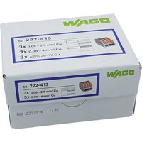 Wago - 100 Stück 222-413 Verbindungsklemme 3 Leiter mit Betätigungshebel 0,08-4 mm², grau von WAGO