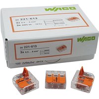 Wago - 30 Stück 221-613 Verbindungsklemme 3 Leiter mit Betätigungshebel 0,5-6 qmm kleine Bauform, transparent von WAGO