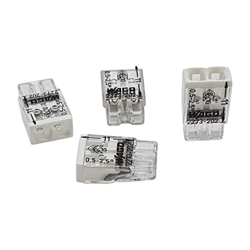 Wago 50 Stück Verbindungsklemmen COMPACT Ø 0,5-2,5 mm² 2-polig transparent/weiß 2273-202 von WAGO