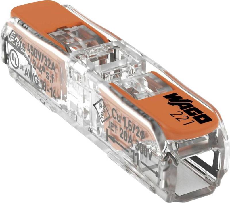 Wago Compact Durchgangsverbinder mit Hebel Leiter: 2, 0,4 - 4 mm², 10 Stück von WAGO