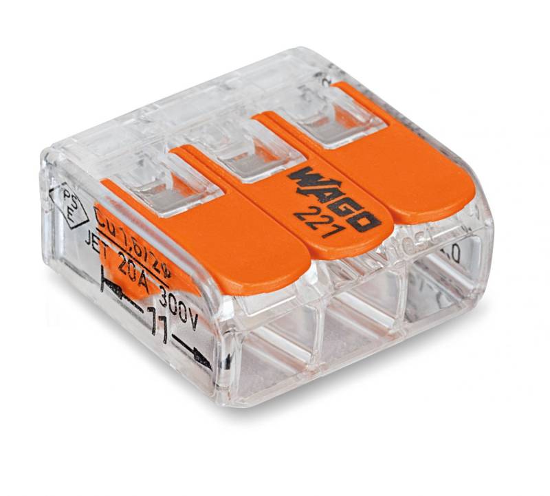 Wago Compact Hebelklemme 221 Anzahl Leiter: 3, 0,14 - 4 mm², 50 Stück von WAGO