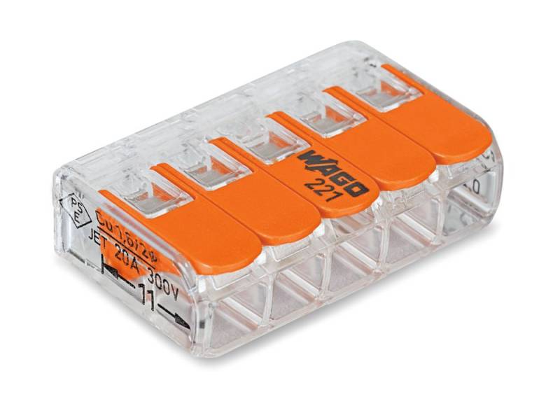 Wago Compact Hebelklemme 211 Anzahl Leiter: 5, 0,14 - 4 mm², 25 Stück von WAGO