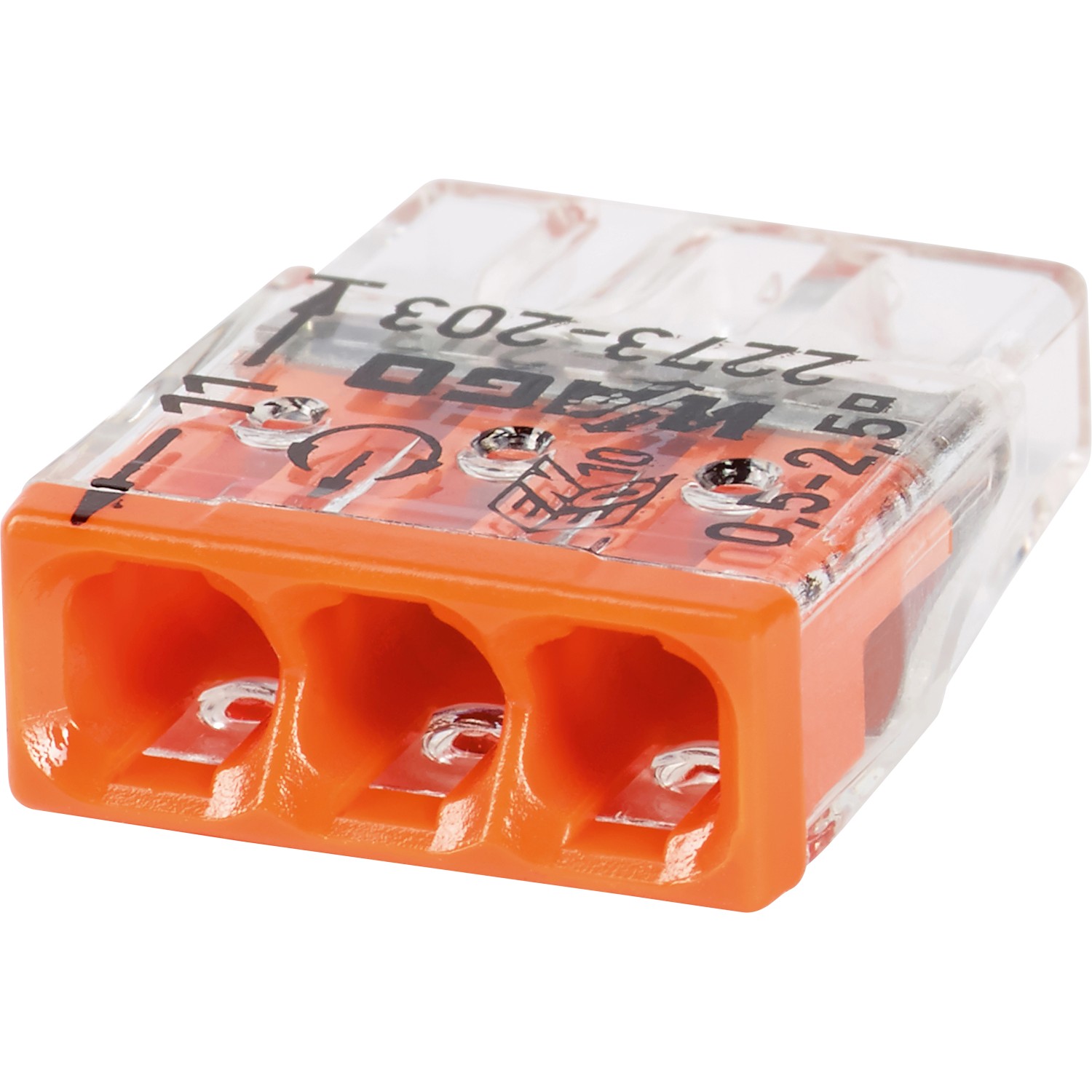 Wago Verbindungsdosenklemme 3-polig Ø 0,5 mm - 2,5 mm Transparent-Orange von WAGO