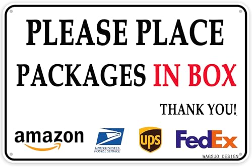 WAGSUO Blechschild, 30,5 x 20,3 cm, "Please Place Packages In Box", Dankeschön, Aluminium-Verbundwerkstoff, für den Außenbereich, Hauslieferung, individuelle Schilder für den Hof und Zuhause WAGSUO Blechschild, 30,5 x 20,3 cm, "Please Place Packages In Box", Dankeschön, Aluminium-Verbundwerkstoff, für den Außenbereich, Hauslieferung, individuelle Schilder für den Hof und Zuhause von WAGSUO