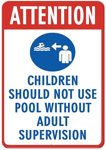WAGSUO Metallschild mit Aufschrift "Children should not use pool without pool without adult supervision", 30,5 x 20,3 cm, lichtbeständig, für den Innen- und Außenbereich geeignet (C1) von WAGSUO