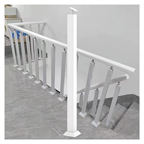 Geländer Außen/Innen Treppengeländer Metall Geländerpfosten Spindel für Treppe, Treppe Innen Außen Modernes quadratisches Geländer/Treppengeländer mit Schrauben & flachen Klammern (Color : White, S von WAHHWF