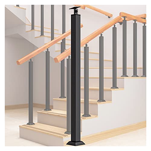 Geländerpfosten Schwarz Baluster für Treppen Innen Außen, 70 80 90 100 110 120 cm hoch Deck Metall Quadrat Baluster Spindelsäule Dekorative Treppenteile (Size : Spindle Height 90cm/35.4in) von WAHHWF