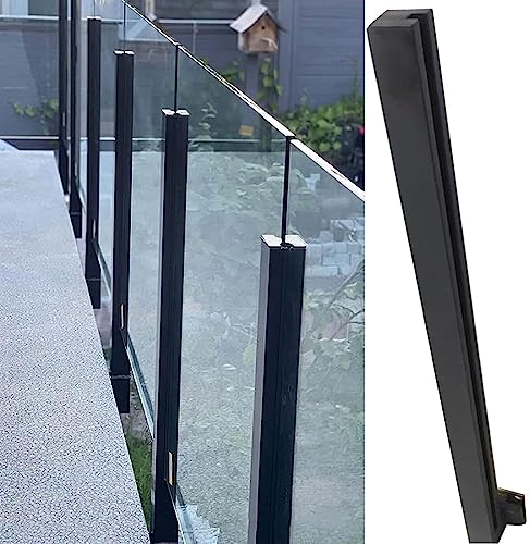 Glasgeländer Geländerpfosten aus schwarzem Glas, seitliche Montage, Zaunpaneele für Außenpools, Balusterpfosten, Deckgeländersystem mit komplettem Kit für Außentreppen, Villen, Balkone/Treppen ( Color von WAHHWF