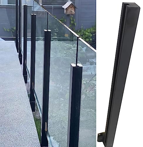 Glasgeländer Geländerpfosten aus schwarzem Glas, seitliche Montage, Zaunpaneele für Außenpools, Balusterpfosten, Deckgeländersystem mit komplettem Kit für Außentreppen, Villen, Balkone/Treppen ( Color von WAHHWF