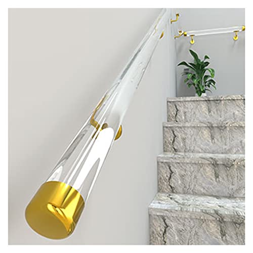 Handläufe Klares Acryl Handläufe für Innentreppen mit Beschlägen - Rutschfest Transparente Treppenhandläufe, Wandmontage Handlauf Komplett-Set für ältere Menschen/Kinder ( Color : Golden Brackets , Si von WAHHWF