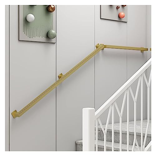 Handläufe Quadratische mattschwarze Rohrhandläufe, industrielles Stahlrohr-Treppengeländer rutschfeste Wandhalterung Handlauf für Outdoor-Indoor-Treppen Veranda Deck ( Color : Gold , Size : 280cm(9ft) von WAHHWF