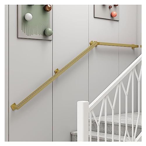 Handläufe Quadratische mattschwarze Rohrhandläufe, industrielles Stahlrohr-Treppengeländer rutschfeste Wandhalterung Handlauf für Outdoor-Indoor-Treppen Veranda Deck ( Color : Gold , Size : 150cm(5ft) von WAHHWF