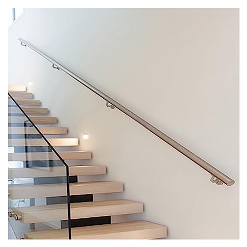 Handläufe Treppenhandlauf-Set, An der Wand montiert Edelstahl Runden Treppengeländer mit Klammern für Außen- und Innentreppen, Loft-Veranda-Terrasse Handlauf für ältere Kinder ( Size : 160cm/5.2ft/63i von WAHHWF