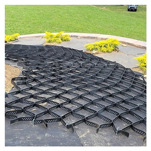 Kiesgitter Kiesbodengitter - 5cm dick Geo-Gitter Einfahrtsstabilisierungsgitter, Geozellen-Geogitter für Gehwege/Wege/Parkplätze/Hänge/Schuppen, Leicht zu montieren ( Color : Black , Size : 1m x 3m (3 von WAHHWF